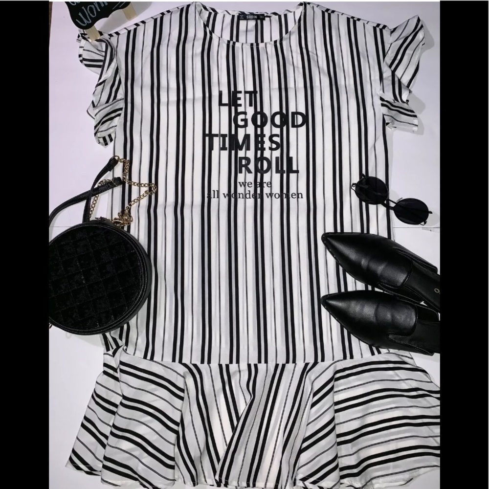 SHEIN woman short sleeve striped size S party